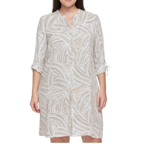 APT. 9 Women’s Abstract Print Roll-Tab Sleeve Tunic Dress | Size Large - Picture 1 of 6